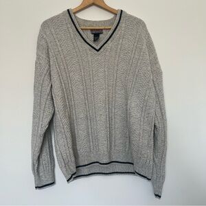 Vintage V-Neck Cable Knit Grandpa Sweater
